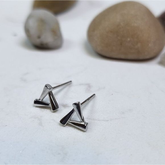 925 silver stamped studs silver tiny minimalist - Picture 4 of 5